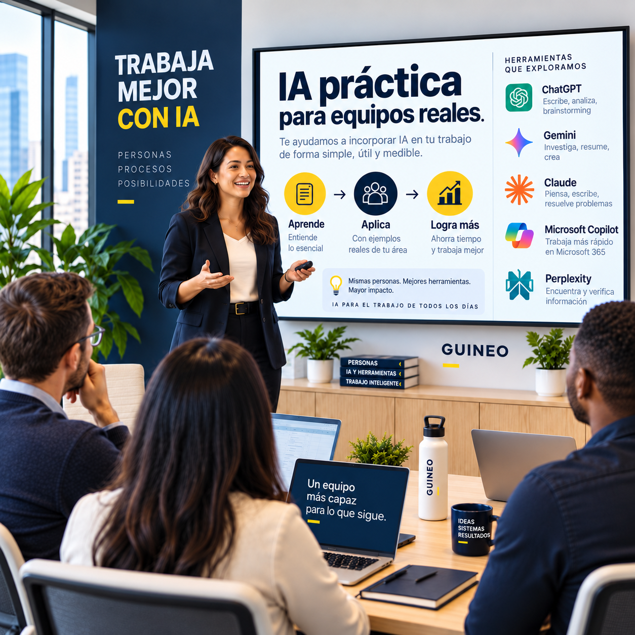 Workshop práctico de IA para equipos reales con herramientas, procesos y ejemplos de trabajo cotidiano