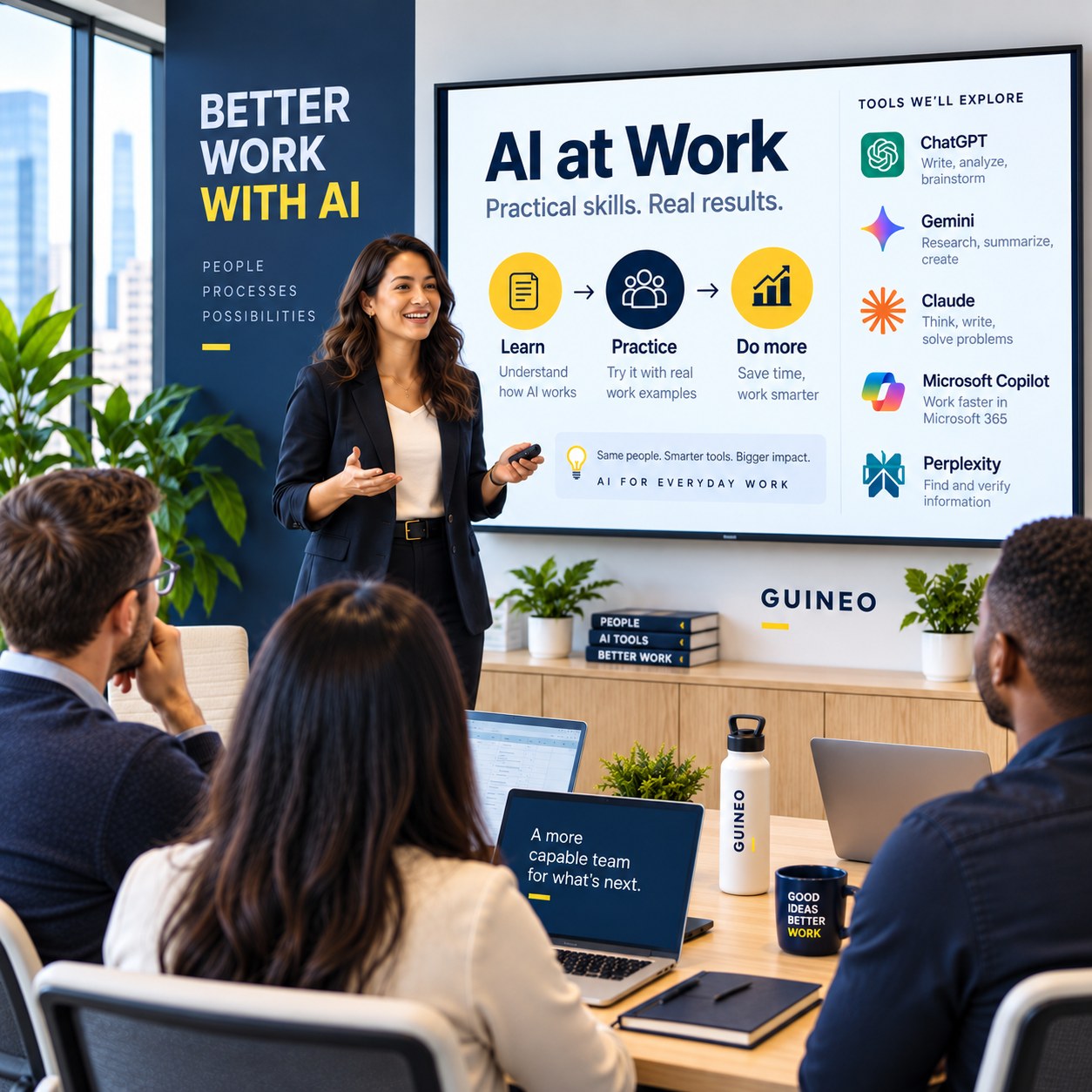 AI at Work workshop showing a practical introduction to practical AI tools for everyday work