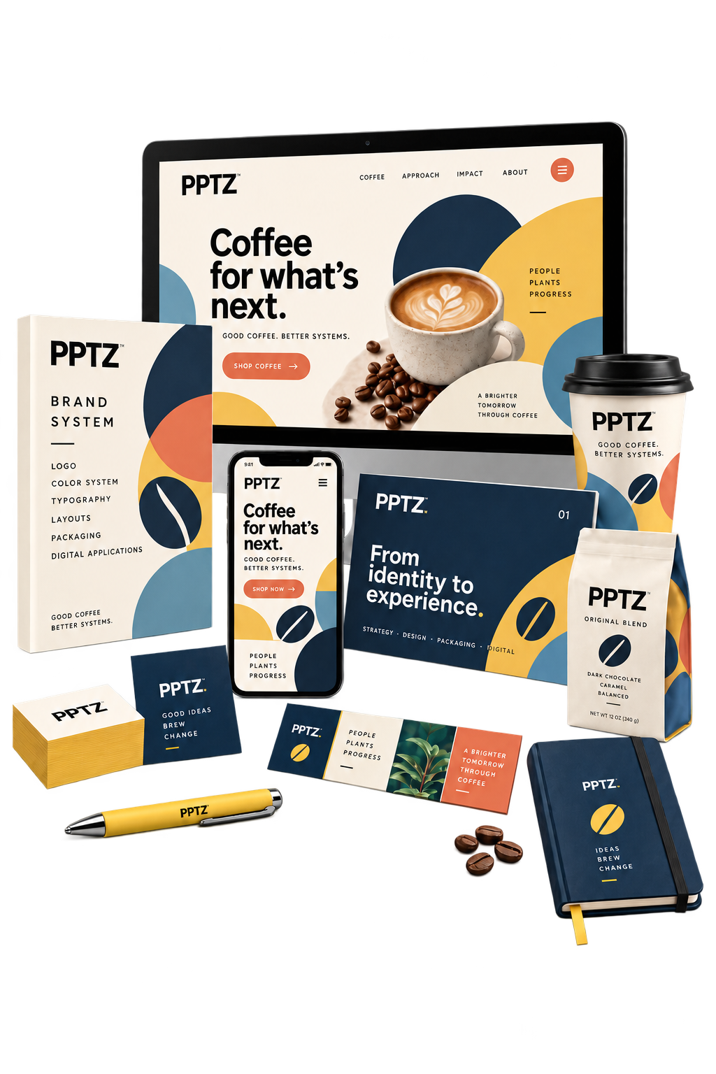 GUINEO brand system expanding from identity into typography, color, layouts and applications